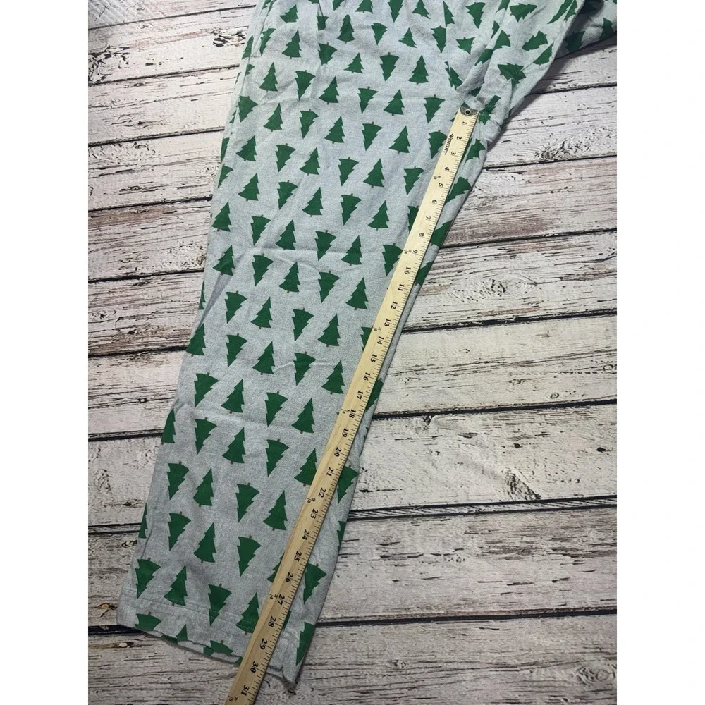 Hanna Andersson Adult Size XL Green Gray Tree Print Flannel Pajama Bottoms Pants